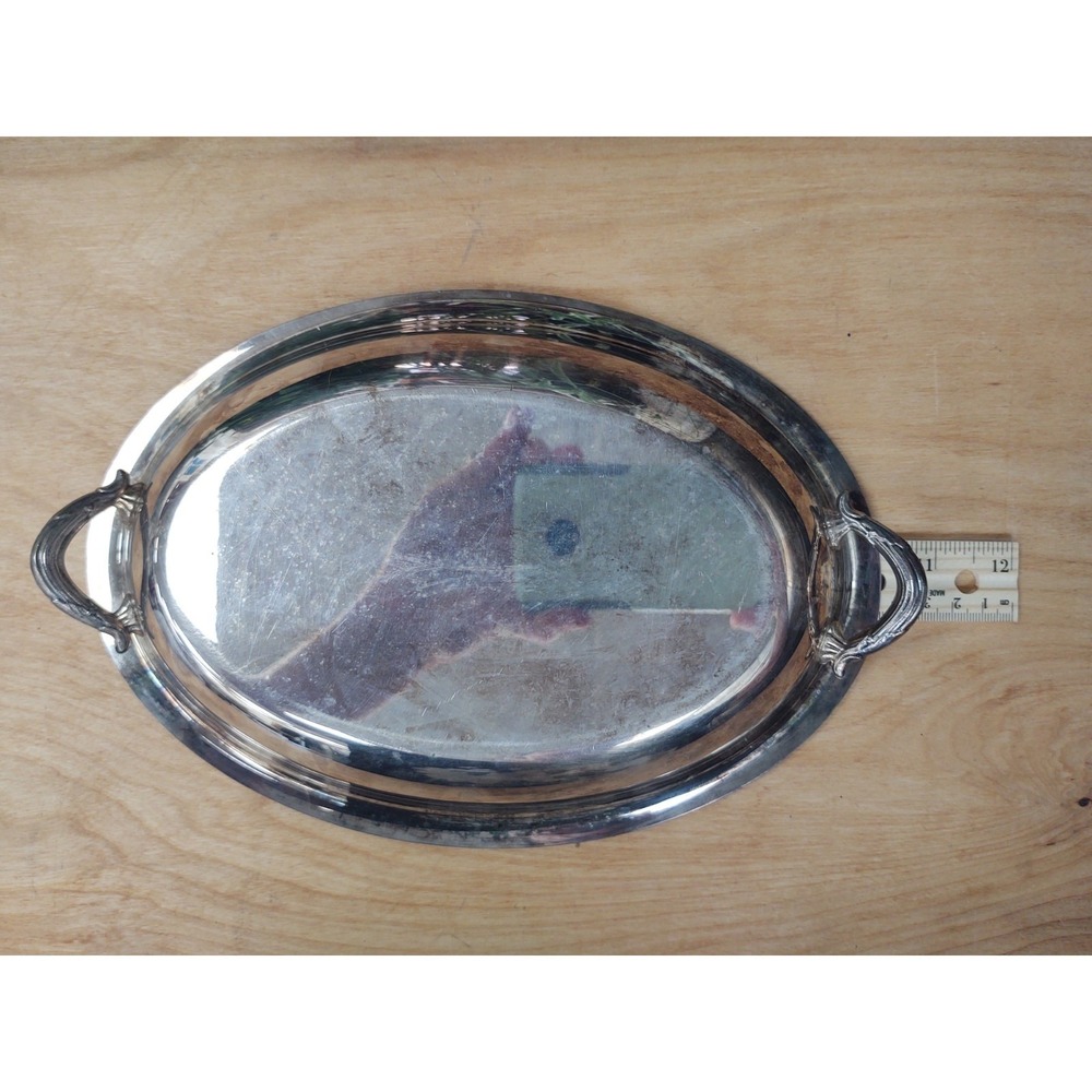 Vintage Silver Plate LID Only with Handles Ornate Edge Dinner Party Stylish